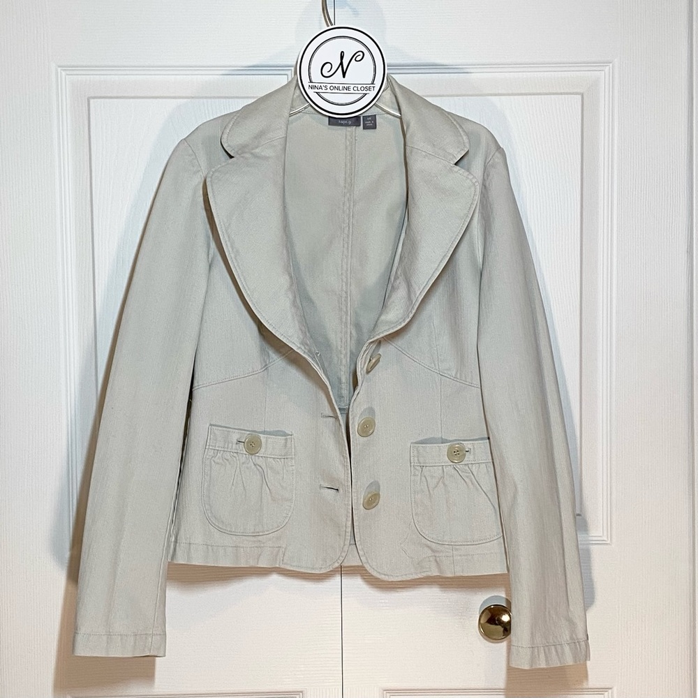 APT 9 Women’s Denim Blazer/Jacket Long Sleeve Off-White Size 10